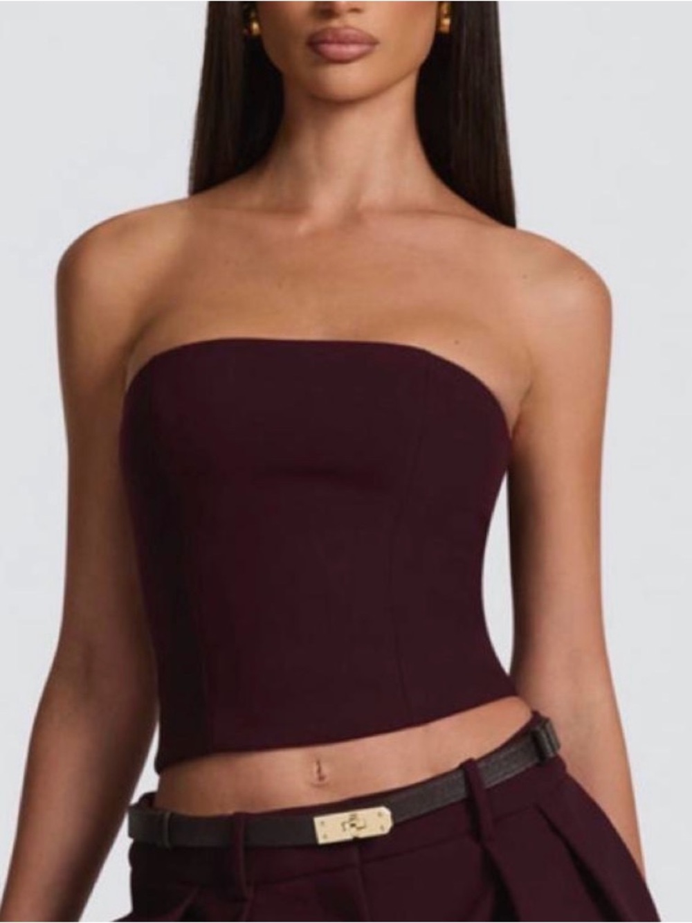 Strapless Tube Crop Top in Plum